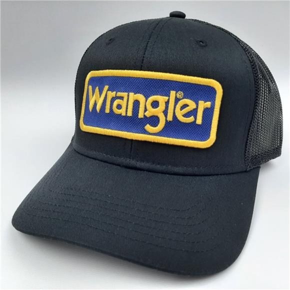 Wrangler Jeans Embroidered Patch Curved Bill Trucker Mesh Snapback Cap Western main image 5